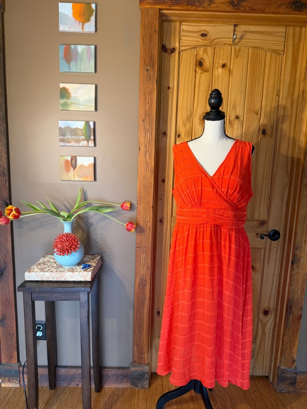 Nanette Lepore Janell Calypso Red V-Neck Midi Dress